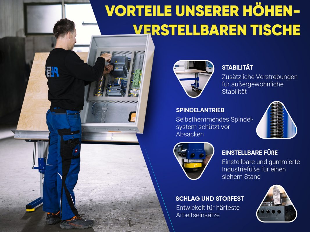 Vorteile Höhenverstellbare Arbeitstische mit Kippbarer Arbeitsplatte