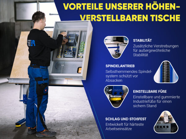 Vorteile Höhenverstellbare Arbeitstische mit Kippbarer Arbeitsplatte