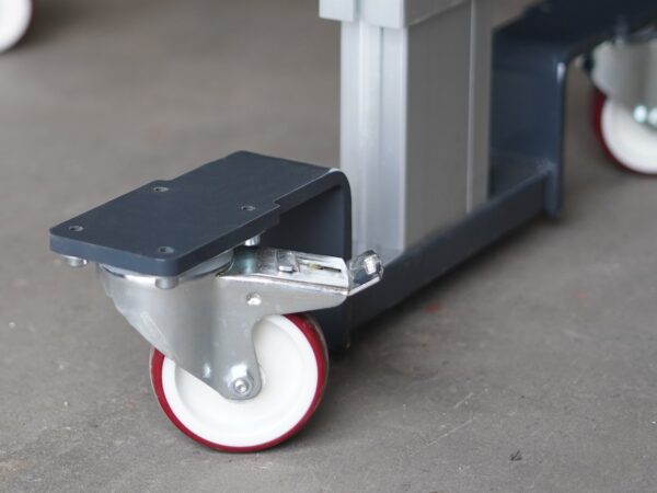 Elektrisch Höhenverstellbarer Arbeitstisch, fahrbar mit Rollen als günstiger Bausatz PETec Basic Light