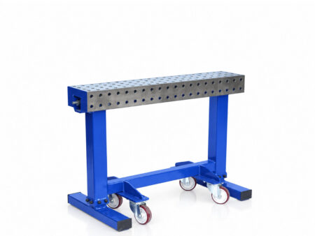 Mechanisch stufenlos höhenverstellbarer Spannbock fahrbar mit rollen und Lochplatte