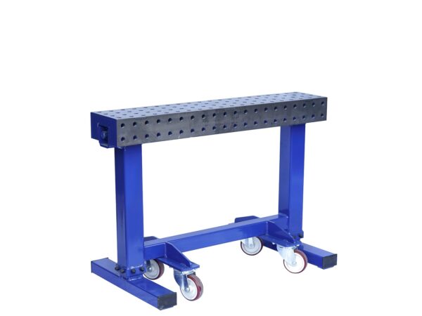 Mechanisch stufenlos höhenverstellbarer Spannbock fahrbar mit rollen und Lochplatte