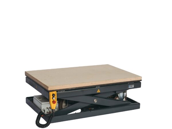 Scherenhubtisch mit Rollen und Holzplatte Extrem Belastbar