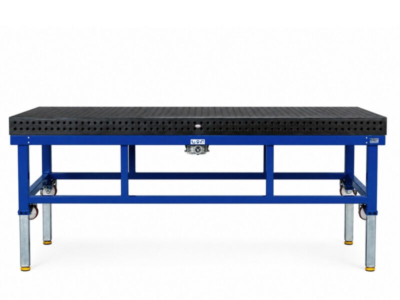 höhenverstellbarer Schweißtisch, 4 Füße, flexibel auf Laufrollen, Höhenverstellung bis 5000 kg mit Siegmund Professional 750 Schweißplatte