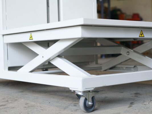 Scherenhubtisch mit geteilter Arebeitspaltte Fahrbar Kommissionierwagen