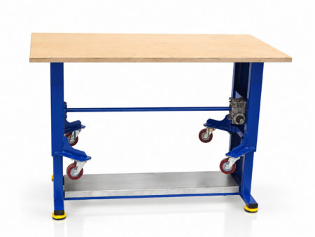 Höhenverstellbarer Werktisch mit Laufrollen und Holzarbeitsplatte Höhenverstellbarer Werktisch mit Laufrollen und Holzarbeitsplatte