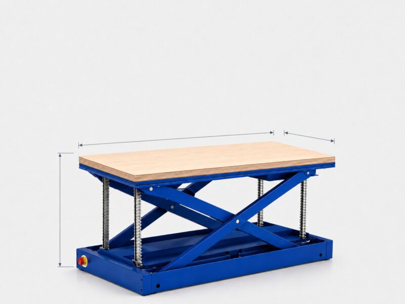 Höhenverstellbarer Scherenhubtisch Konfigurator - Holzplatte