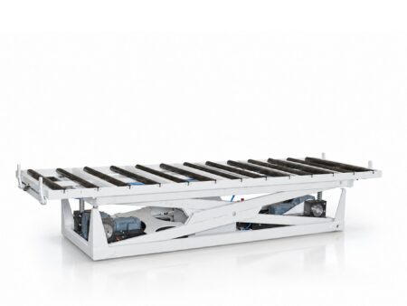 Scherenhubtisch Rollbahn für Produktion und Fördertechnik